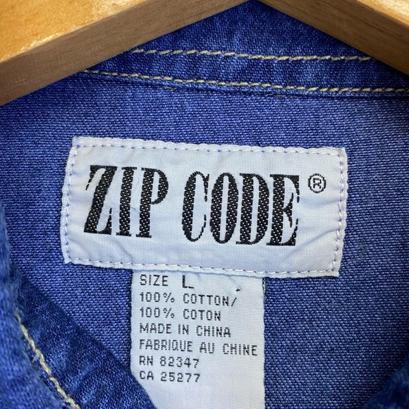 90’s Zip Code Oversized Jean Button Shirt - Picture 3 of 4
